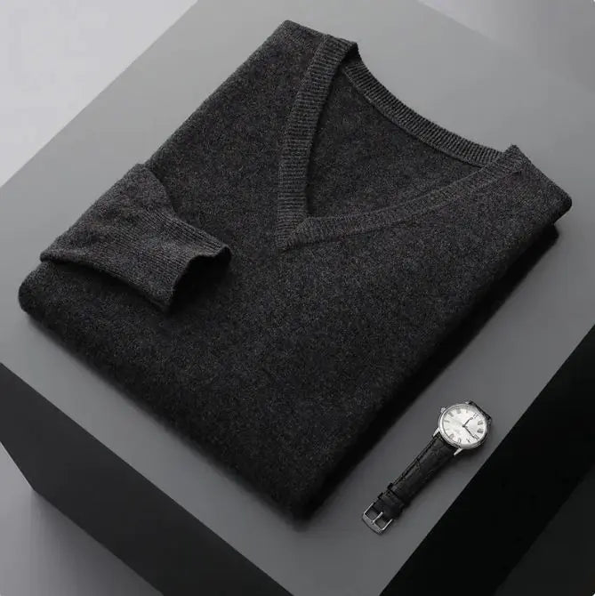 Men's V-neck Loose Business Oversized Knit Sweater