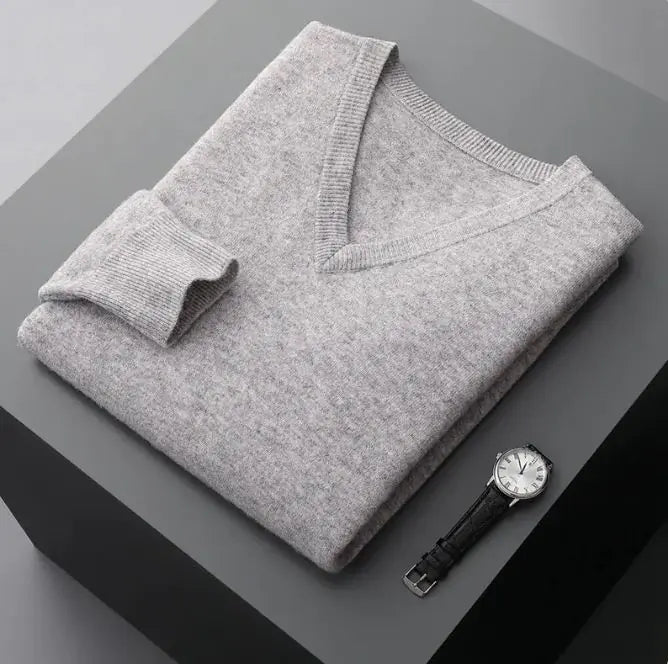 Men's V-neck Loose Business Oversized Knit Sweater