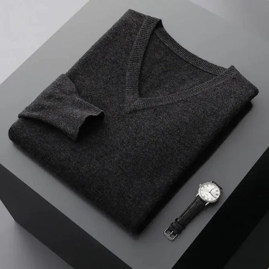 Men's V-neck Loose Business Oversized Knit Sweater