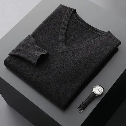 Men's V-neck Loose Business Oversized Knit Sweater